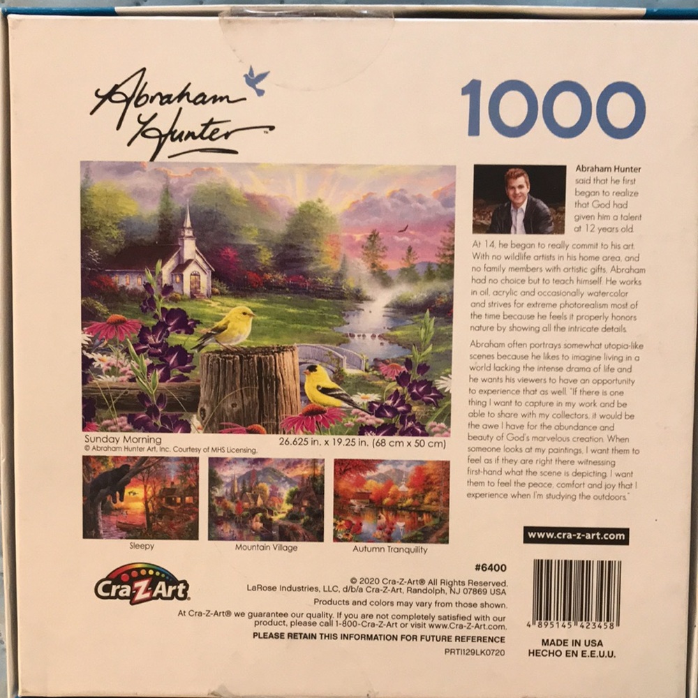 Church Birds Gold Finch Flowers Sunday Morning Cra-Z-Art 1000 Piece Puzzle Box - Picture 2 of 8
